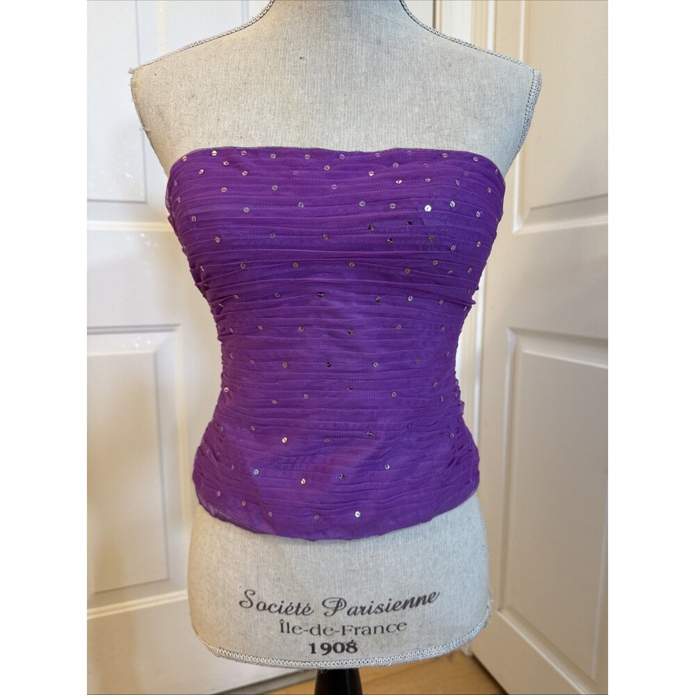 VAMP PURPLE adrianna papell Strapless Size 4 Purple Sequin Bustier Corset Top